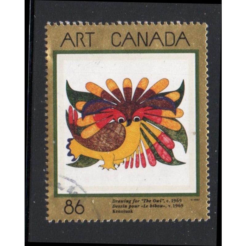 Canada Sc 1466 1993 86c Ashevak Owl Drawing stamp used
