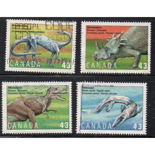 Canada Sc 1495-1498 1993 Prehistoric Animals stamp set used