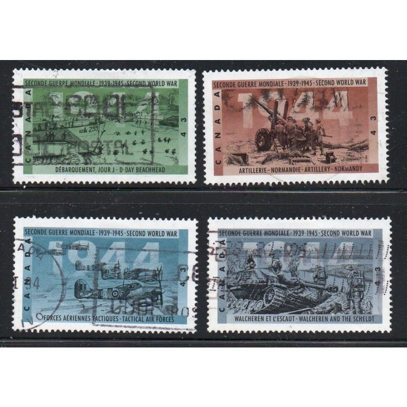 Canada Sc 1537-1540 1994 WW II 1944 Events stamp set used