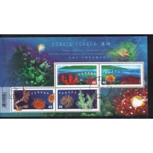 Canada Sc 1951b 2002 Corals stamp souvenir sheet used