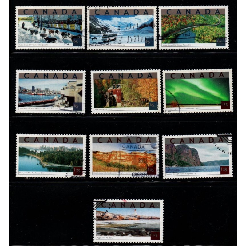 Canada Sc 1952a-e 1953a-e  2002 Tourist Attractions stamp set used