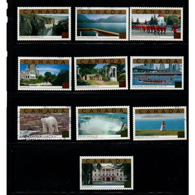 Canada Sc 1989a-e 1990a-e  2003 Tourist Attractions stamp set used
