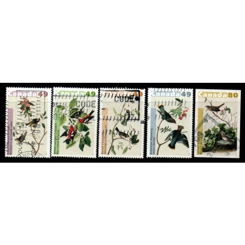 Canada Sc 2036-40 2004 Audubon Bird Paintings stamp set used