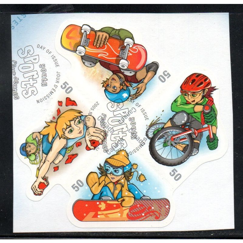 Canada Scott 2121a-d 2005 Children's Games stamp block of 4 used