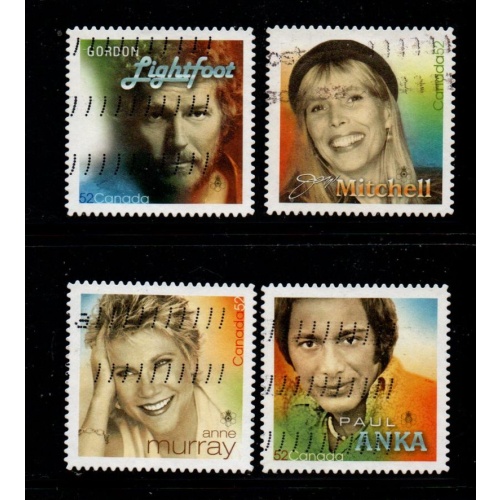 Canada Sc 2221a-d  2007 Recording Artists stamp set used