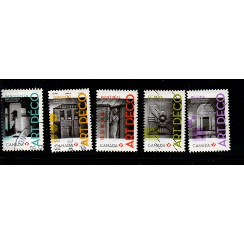 Canada Sc 2471a-e 2011 Art Deco Architecture stamp set used