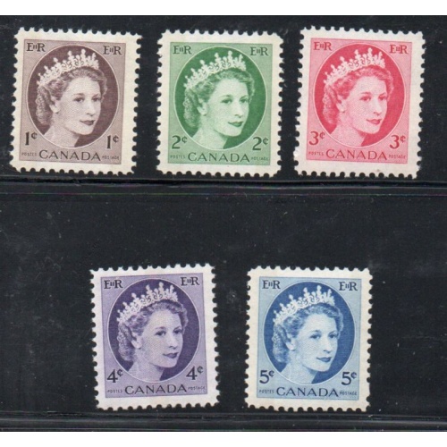 Canada Sc 337p-341p 1962 QE II Phosphor stamp set mint NH