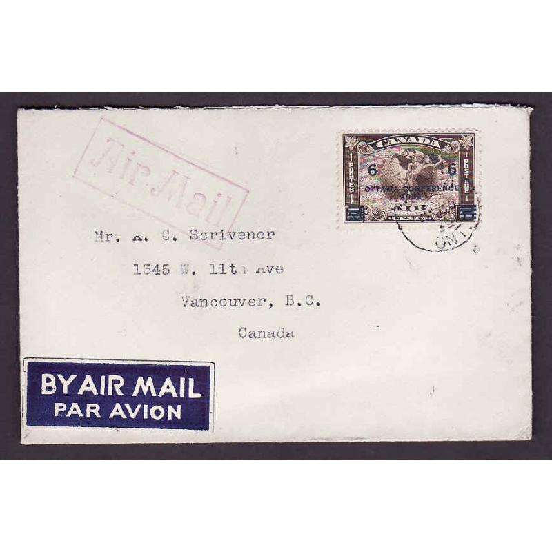 Canada-cover #4473 - 6c Ottawa Conference on 5c Airmail-Sarnia Ont.-Jan 30 1939-