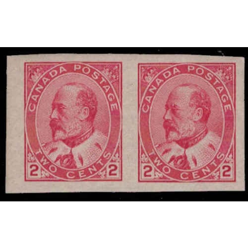 Canada 1903 2¢ King Edward VII Imperforate Pair Never Hinged