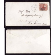 Canada-cover #14377-5c-addressee Robert Bell-Montreal,CE-Ju 26 1865-Back