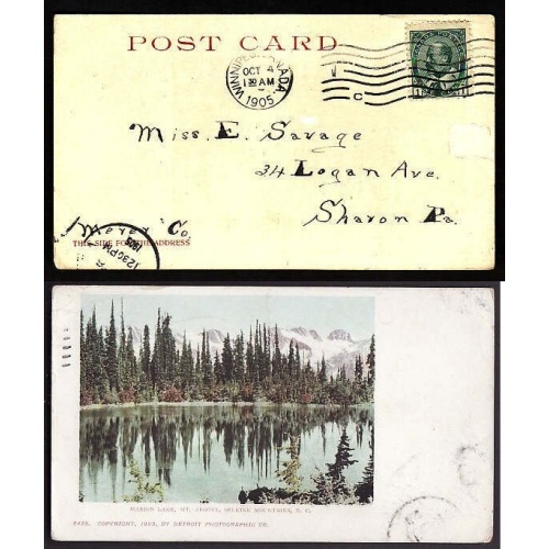 Canada-cover #10115-1c Edward-p/c to USA-Winnipeg,Man-Oct 4 1905-early BC multi