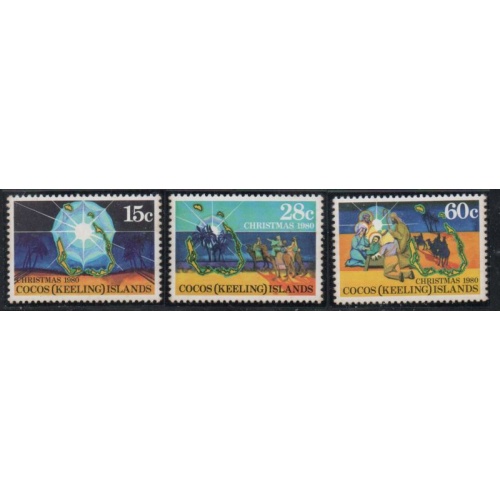 Cocos(Keeling) Islands Sc 53-55 1980 Christmas stamp set mint NH