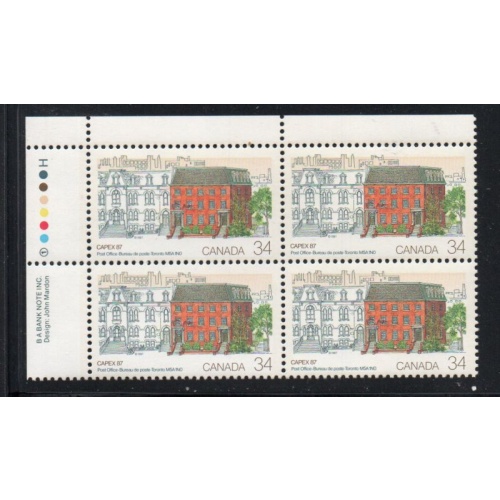 Canada Sc 1122 1987 34c 1st Toronto P.O. stamp UL Inscription Bl of 4 mint NH