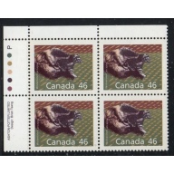 Canada Sc 1172A 1990 46c Wolverine UL Inscription  Block of 4 mint NH
