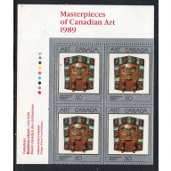 Canada Sc 1241 1989 50 c Art stamp UL Inscription  Block of 4 mint NH