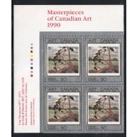 Canada Sc 1271 1990 50 c Art stamp UL Inscription  Block of 4 mint NH