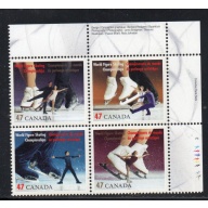 Canada Sc 1899a 2001 Figure Skating UR Inscription  Block of 4 mint NH
