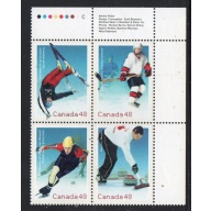 Canada Sc 1939a 2002 Winter Olympics UR Inscription  Block of 4 mint NH