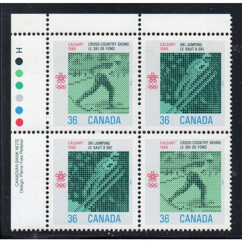 Canada Sc 1152-53 1987 36c Calgary Olympic UL Inscription  Block of 4 mint NH