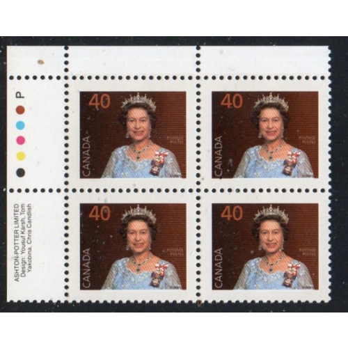Canada Sc 1168 1990 40c QE II UL Inscription  Block of 4 mint NH