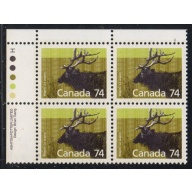 Canada Sc 1174 1988 74 c Wapiti UL Inscription  Block of 4 mint NH