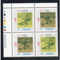 Canada Sc 1195-96 1988 37c Calgary Olympics UL Inscription  Block of 4 mint NH