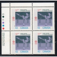 Canada Sc 1197 1988 43c Calgary Olympics UL Inscription  Block of 4 mint NH