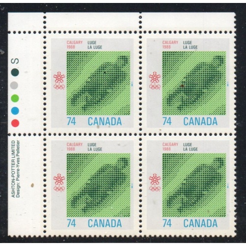 Canada Sc 1198 1988 74c Calgary Olympics UL Inscription  Block of 4 mint NH