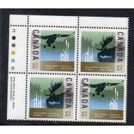 Canada Sc 1204-05 1988 37c Wildlife Conservation UL Inscription  Block of 4 mint NH