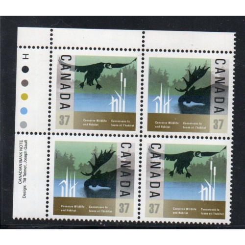 Canada Sc 1204-05 1988 37c Wildlife Conservation UL Inscription  Block of 4 mint NH
