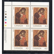Canada Sc 1223 1988 43c Christmas UL Inscription  Block of 4 mint NH