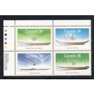 Canada Sc 1229-1232 1989 38c Small Craft UL Inscription  Block of 4 mint NH