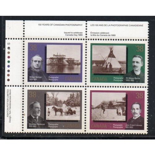 Canada Sc 1237-1240 1989 38c Photographers UL Inscription  Block of 4 mint NH