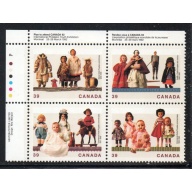 Canada Sc 1274-1277 1990 39c Dolls UL Inscription  Block of 4 mint NH