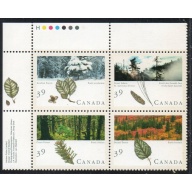 Canada Sc 1283-1286 1990 39c Majestic Forests UL Inscription  Block of 4 mint NH