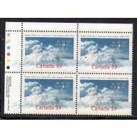 Canada Sc 1287 1990 39c Weather UL Inscription  Block of 4 mint NH