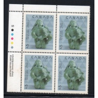 Canada Sc 1295 1990 45c Christmas UL Inscription  Block of 4 mint NH