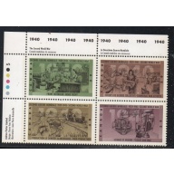 Canada Sc 1298-1301 1990 39c WW II 1940 Events UL Inscription  Block of 4 mint NH