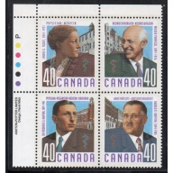 Canada Sc 1302-1305 1991 40c Doctors Events UL Inscription  Block of 4 mint NH