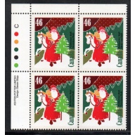 Canada Sc 1339 1991 46c Christmas  UL Inscription  Block of 4 mint NH