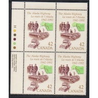 Canada Sc 1413 1992 42c Alaska Highway UL Inscription  Block of 4 mint NH