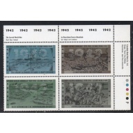 Canada Sc 1451a 1992 WWII 1942 Events UR Inscription  Block of 4 mint NH