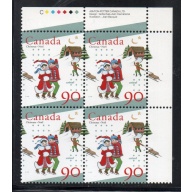 Canada Sc 1629 1996 90 c Christmas UR Inscription  Block of 4 mint NH