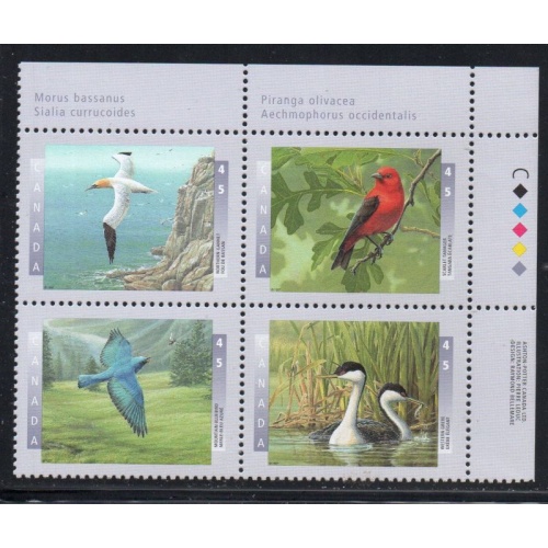 Canada Sc 1634a 1997 Birds UR Inscription  Block of 4 mint NH