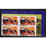 Canada Sc 1648 1997 90c Gilles Villeneuve UR Inscription  Block of 4 mint NH