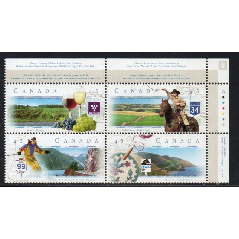 Canada Sc 1653a 1997 Scenic Highways UR Inscription  Block of 4 mint NH
