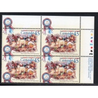 Canada Sc 1672 1997 45c Royal Ag Winter Fair UR Inscription  Block of 4 mint NH