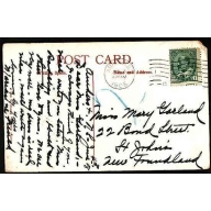 Canada-cover #10205 - 1c KEVII p/c to Newfoundland-blue "2"-due-Amherst,NS-J