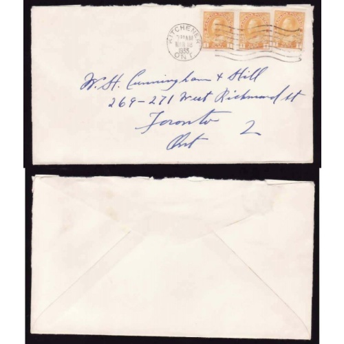 Canada-cover #12309b-1c Admiral(3)-booklet stamps-Waterloo cnty-Kitchener,On