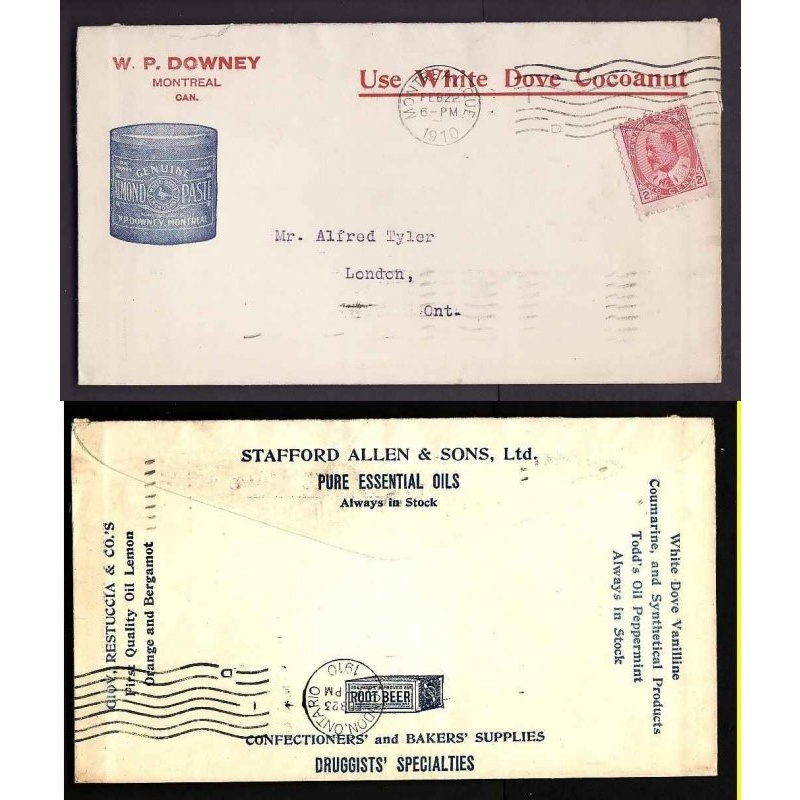 Canada-cover #14099-2c advert-WP Downey-Bakers Supplies-Montreal-Feb 22 1910-